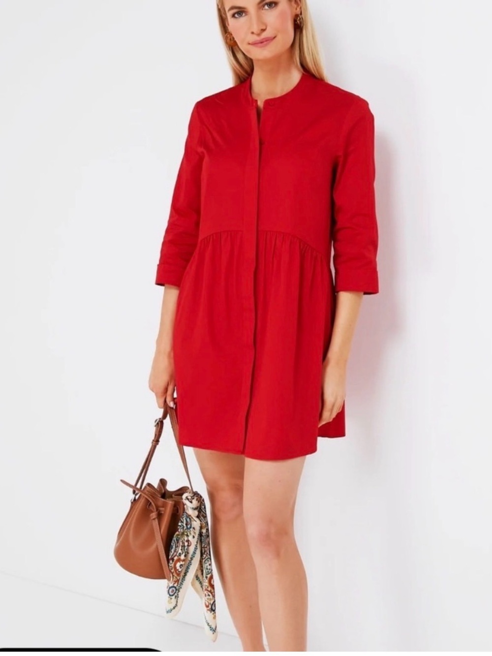 Tuckernuck Red Royal Shirt Dress Size Large Cotton Stretch
